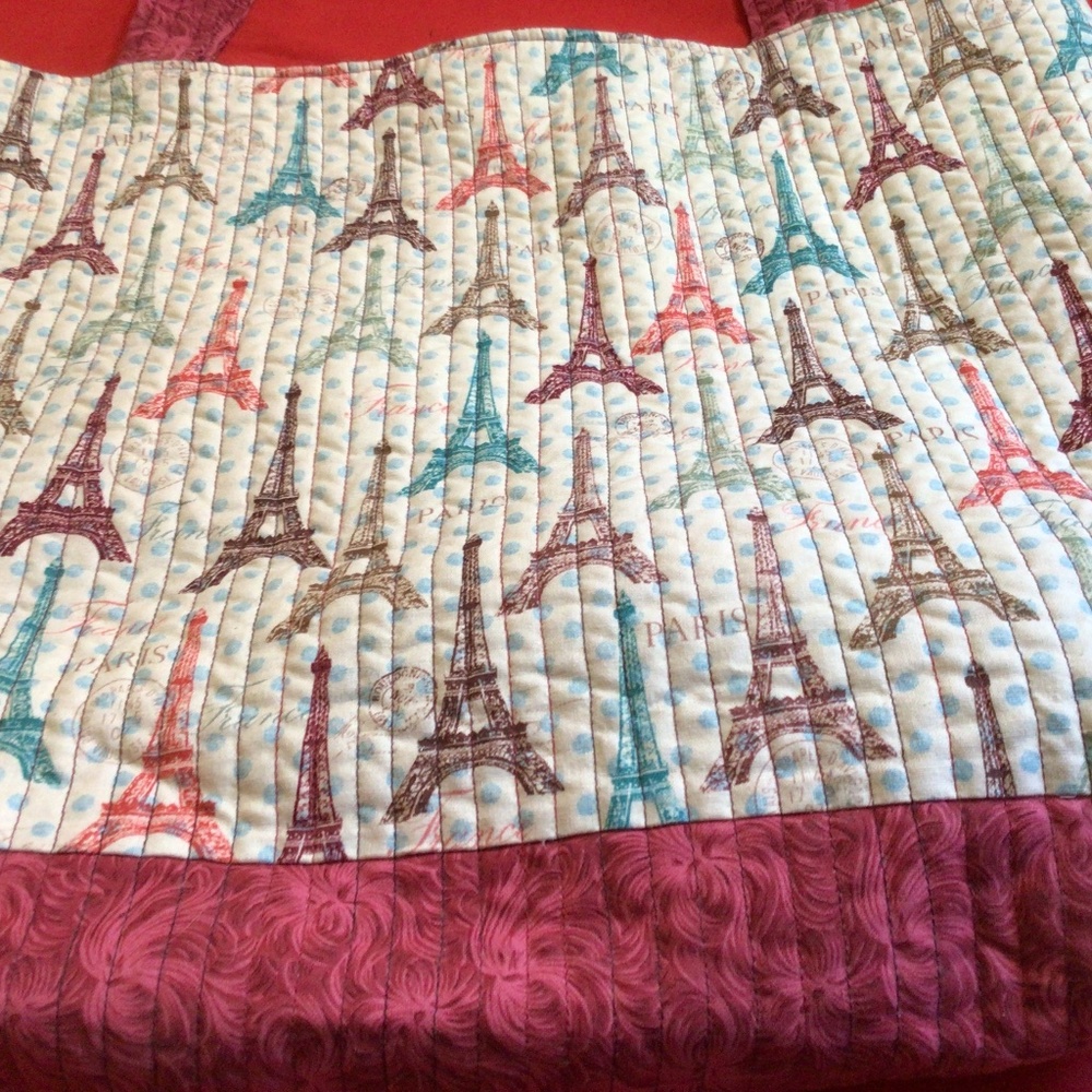 Fabric Eiffel Tower Paris Tote Bag Very Clean Nice Condition